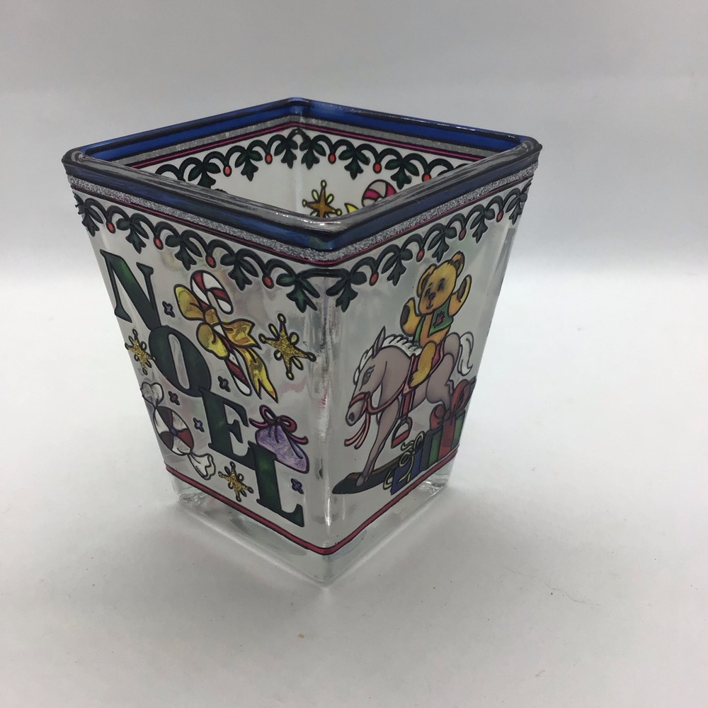Amia Hand Painted Stained Glass Petite Votive Candle Holder Christmas Holiday